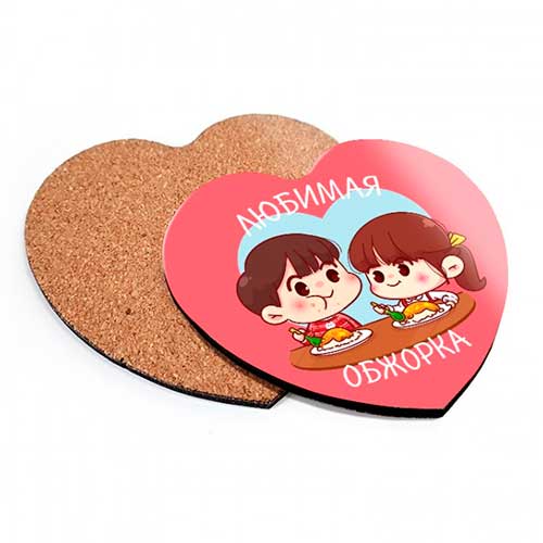 Пробковая подставка под кружку в форме сердца