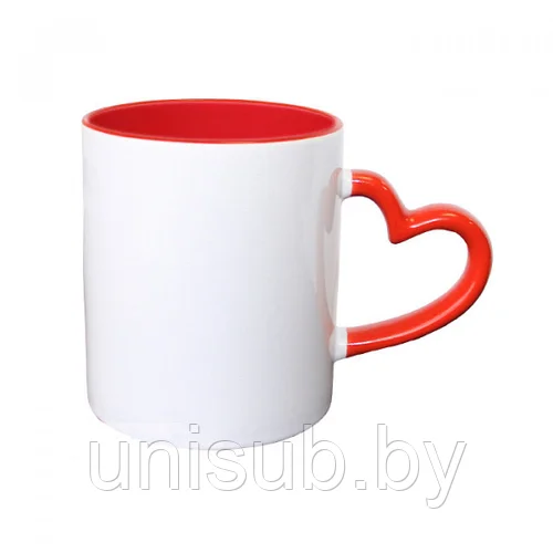 Кружка с ручкой в форме сердца красная