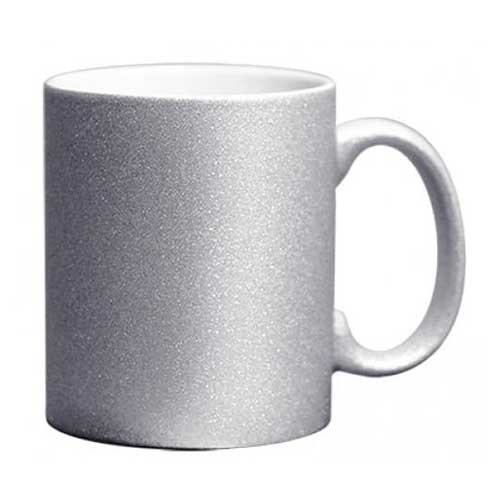 Кружка с блёстками серебро